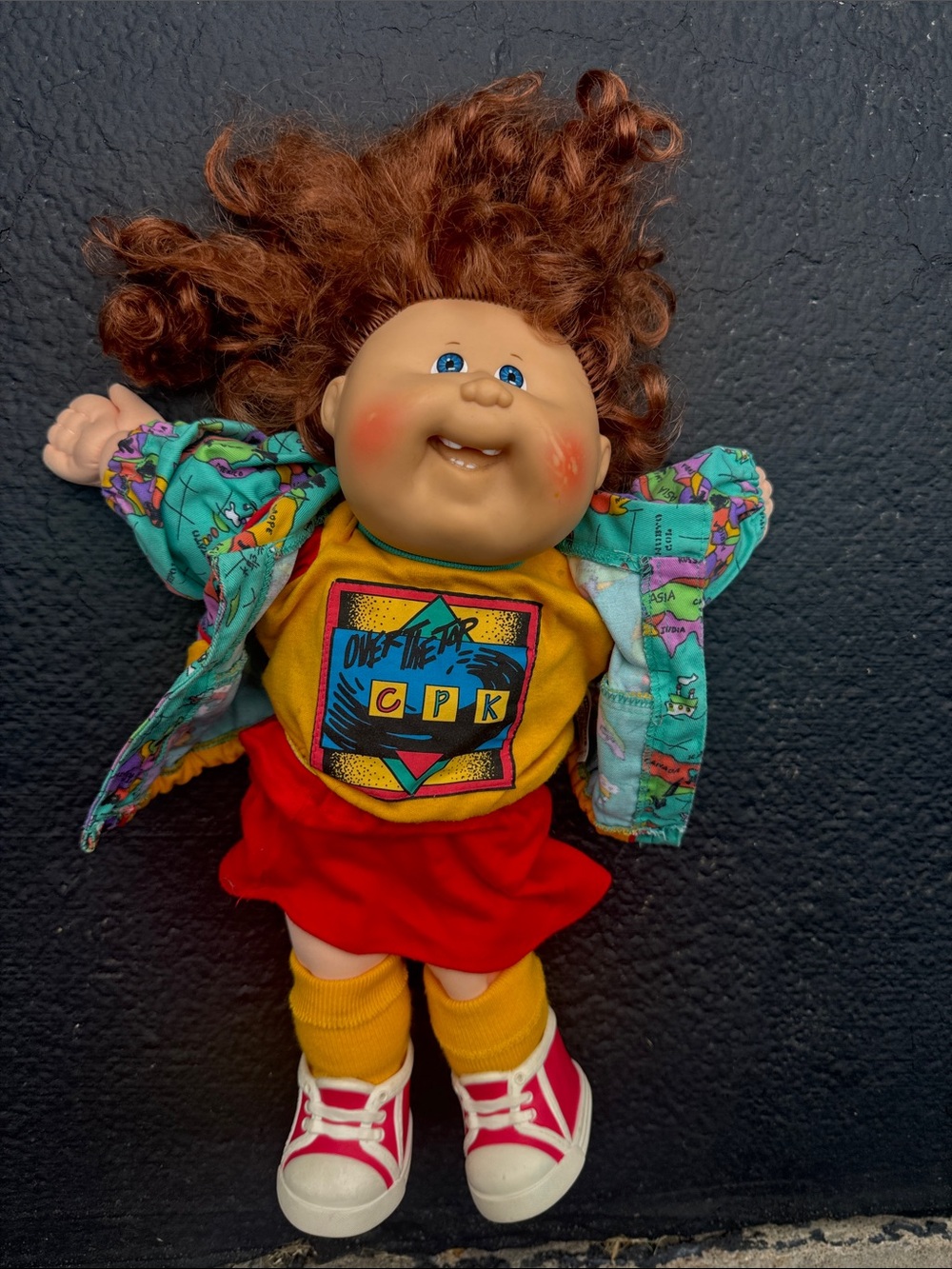 Cabbage Patch Kids Red-Skirt Doll with Yellow Tee and Teal Jacket